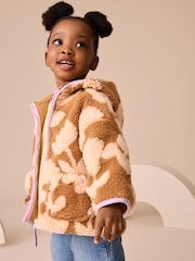 Lilac Flower Print Zip Through Fleece (3mths-7yrs) - Image 1 of 9
