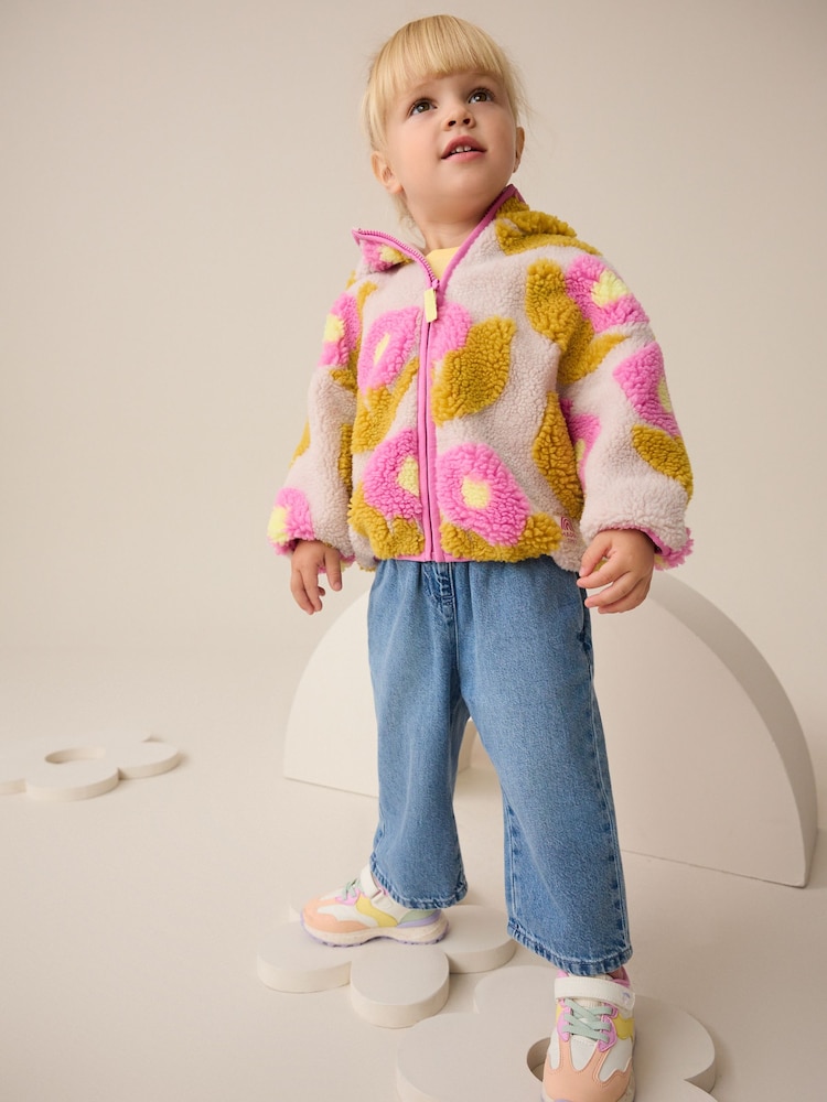 Lilac Flower Print Zip Through Fleece (3mths-7yrs) - Image 2 of 9 Lilac Flower Print Zip Through Fleece (3mths-7yrs) - Image 2 of 9