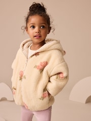 Cream Floral Print Zip Through Fleece (3mths-7yrs) - Image 1 of 9