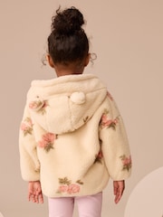 Cream Floral Print Zip Through Fleece (3mths-7yrs) - Image 3 of 9