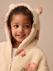 Cream Floral Print Zip Through Fleece (3mths-7yrs) - Image 4 of 9