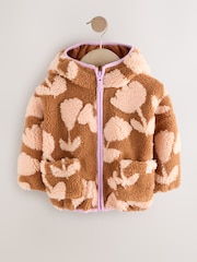 Brown Floral Zip Through Fleece (3mths-7yrs) - Image 1 of 5