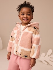 Brown Teddy Bear Print Zip Through Fleece (3mths-7yrs) - Image 1 of 9