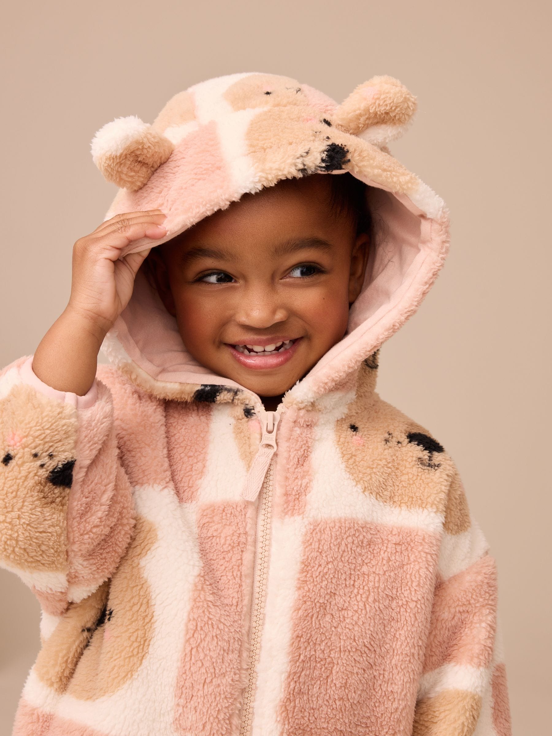 Buy Brown Teddy Bear Print Zip Through Fleece (3mths-7yrs) from