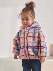 Pink Grid Print Zip Through Fleece (3mths-7yrs) - Image 1 of 8