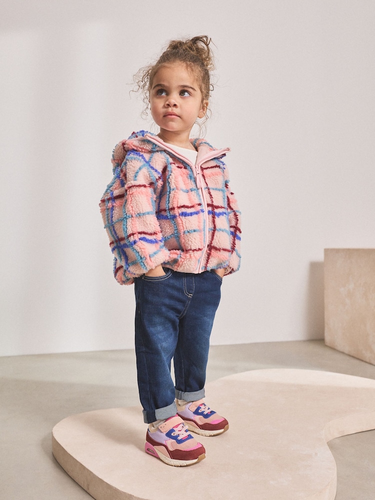 Pink Grid Print Zip Through Fleece (3mths-7yrs) - Image 2 of 8