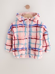 Pink Grid Print Zip Through Fleece (3mths-7yrs) - Image 4 of 8