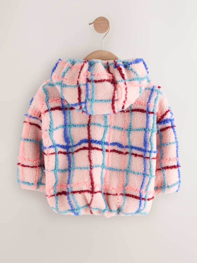 Imprimeu grilaj roz - Fleece cu fermoar (3luni-7ani) - Image 5 of 8