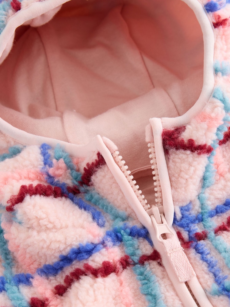 Imprimeu grilaj roz - Fleece cu fermoar (3luni-7ani) - Image 7 of 8