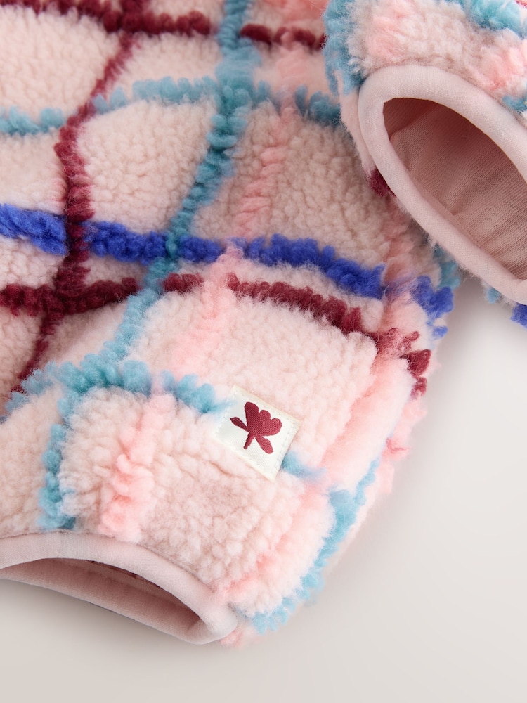 Pink Grid Print Zip Through Fleece (3mths-7yrs) - Image 8 of 8