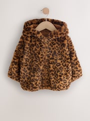 Brown Leopard Animal Print Faux Fur Zip Through Jacket (3mths-7yrs) - Image 5 of 9