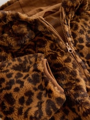 Brown Leopard Animal Print Faux Fur Zip Through Jacket (3mths-7yrs) - Image 9 of 9
