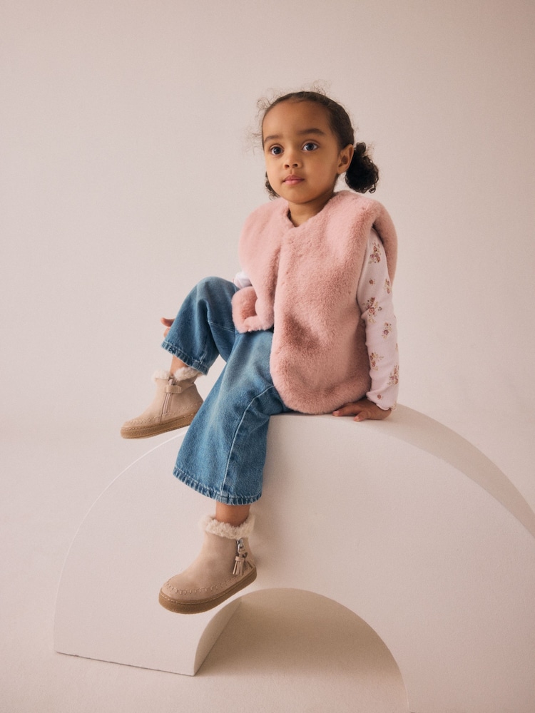 Pink Faux Fur Gilet (3mths-7yrs) - Image 1 of 8
