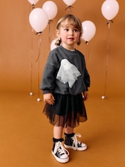 Charcoal Grey Halloween Ghost Crew Neck Sweatshirt (3mths-7yrs) - Image 2 of 7