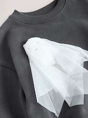 Charcoal Grey Halloween Ghost Crew Neck Sweatshirt (3mths-7yrs) - Image 7 of 7