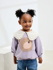 Lilac Bear Collared Sweatshirt (3mths-7yrs) - Image 1 of 8