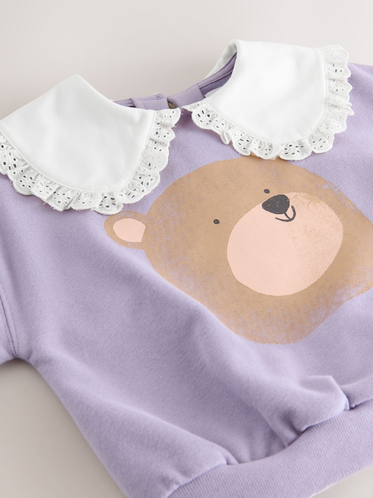 Lilac Bear Collared Sweatshirt (3mths-7yrs) - Image 8 of 8