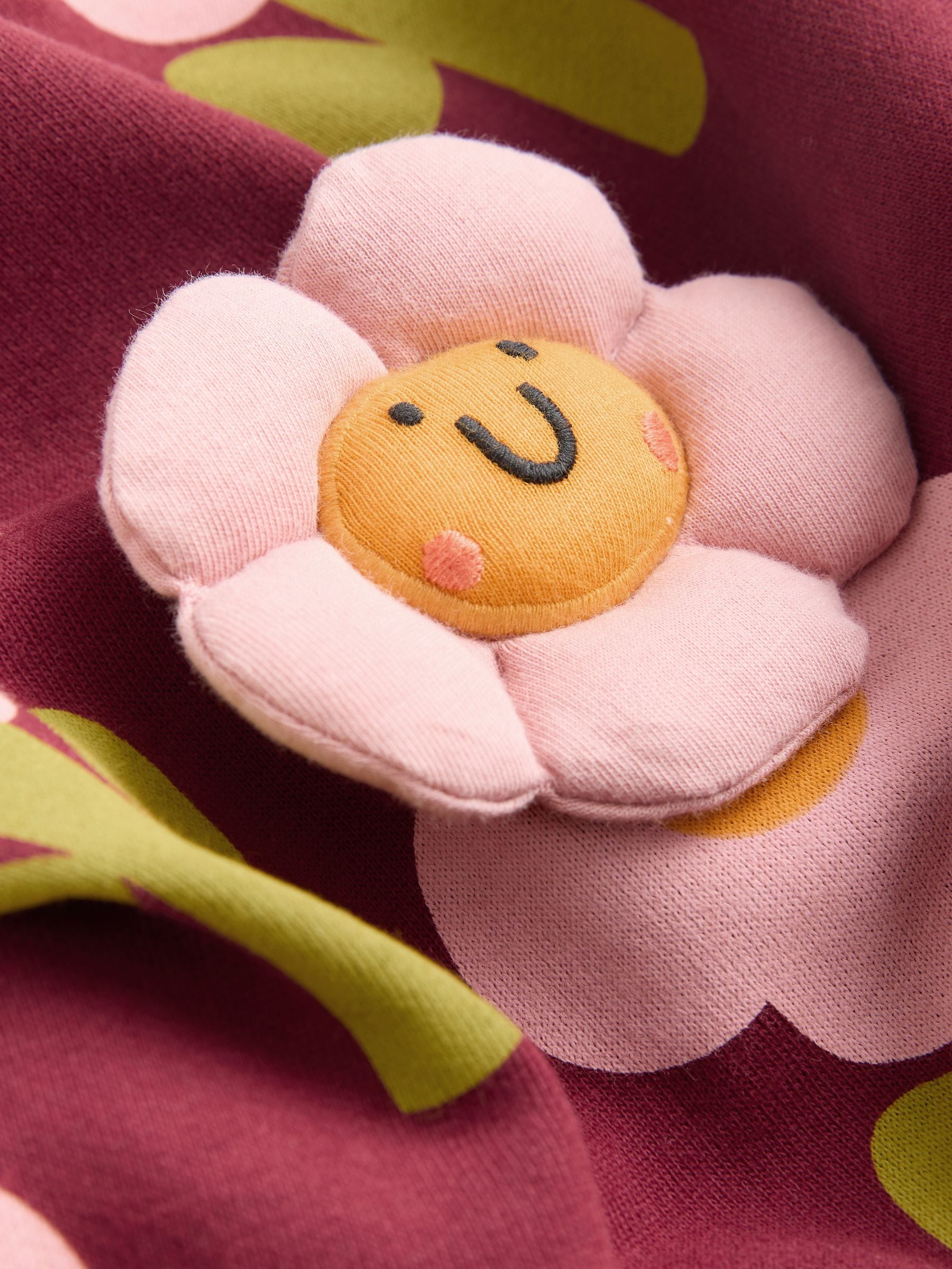 Buy Burgundy Red Smiley Flower Print Crew Neck Sweatshirt (3mths