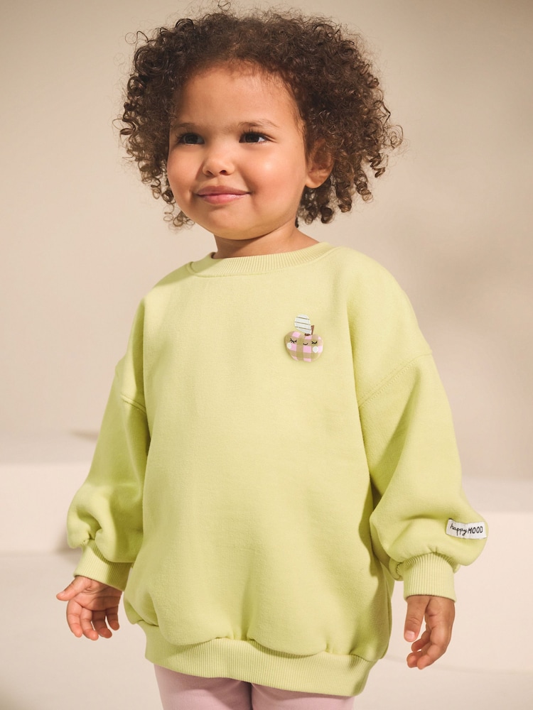 Lime Green Apple Character - Sudadera de cuello redondo (3 meses-7 años) - Imagen 1 de 9