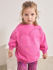 Pink Heart Animal Print Sweatshirt & Flare Leggings Set (3mths-7yrs) - Image 2 of 9