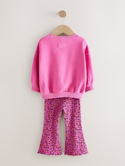 Pink Heart Animal Print Sweatshirt & Flare Leggings Set (3mths-7yrs) - Image 7 of 9