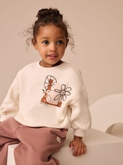 Cream Flower Graphic Print Crew Neck Sweatshirt (3mths-7yrs) - Image 1 of 9