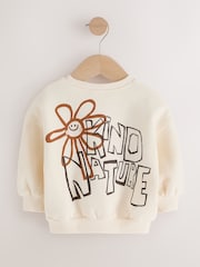 Cream Flower Graphic Print Crew Neck Sweatshirt (3mths-7yrs) - Image 6 of 9