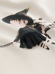 Cream Halloween Witch Frill Hem Sweatshirt & Flare Leggings Set (3mths-7yrs) - Image 8 of 9