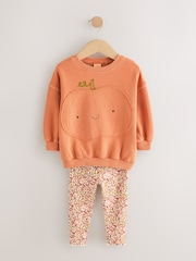 Naranja con calabaza de Halloween - Conjunto de sudadera y leggings (3 meses-7 años) - Imagen 5 de 9