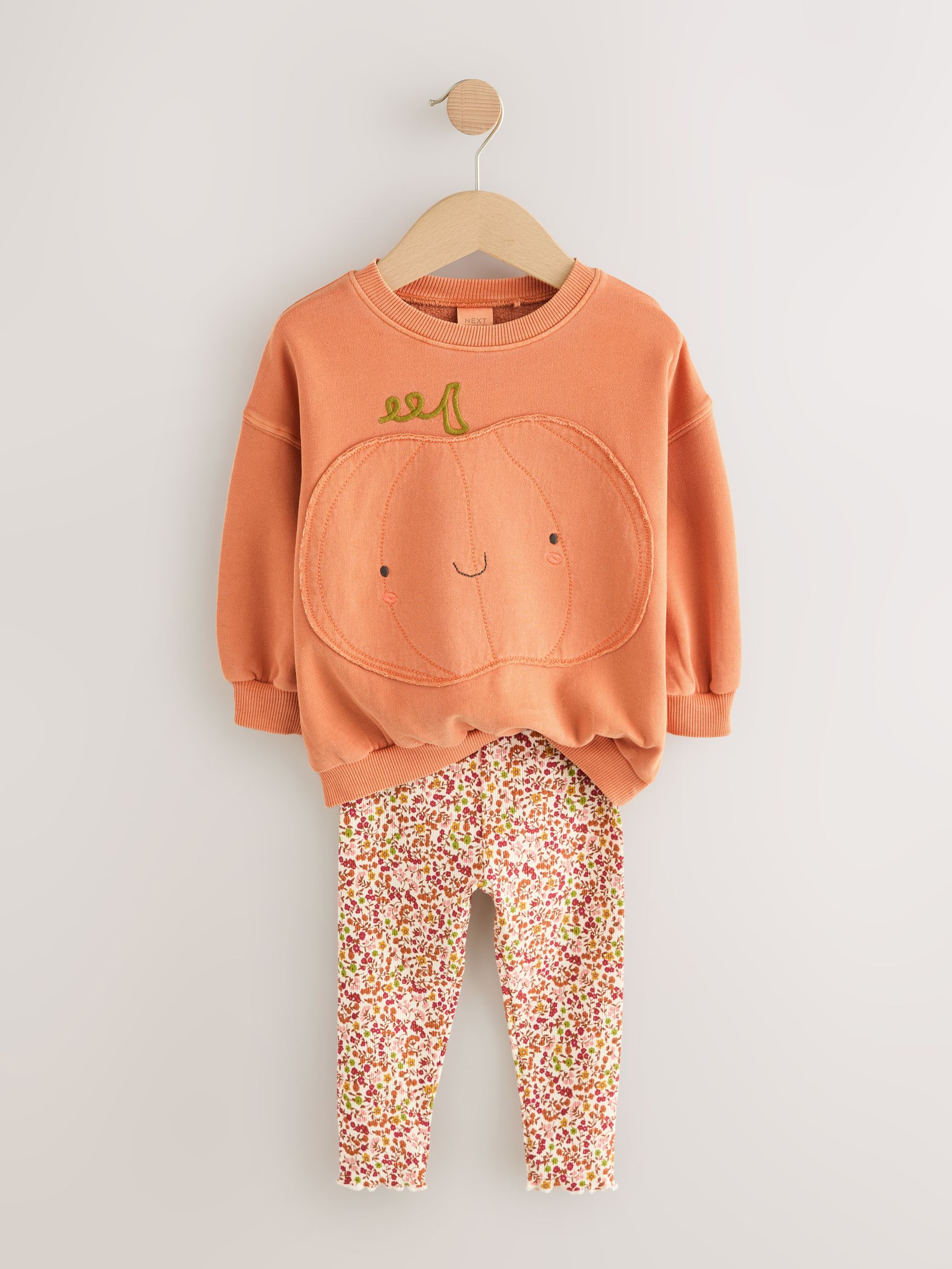 NICENESS SPOOKY（Limited）LIME x ORANGE Buy Orange Halloween Pumpkin Sweatshirt & Leggings Set