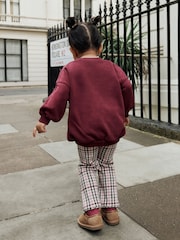 Burgundy Red Check Mouse Sweatshirt and Flare Leggings Set (3mths-7yrs) - Image 3 of 4