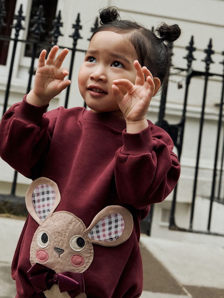 Burgundy Red Check Mouse Sweatshirt and Flare Leggings Set (3mths-7yrs) - Image 4 of 4