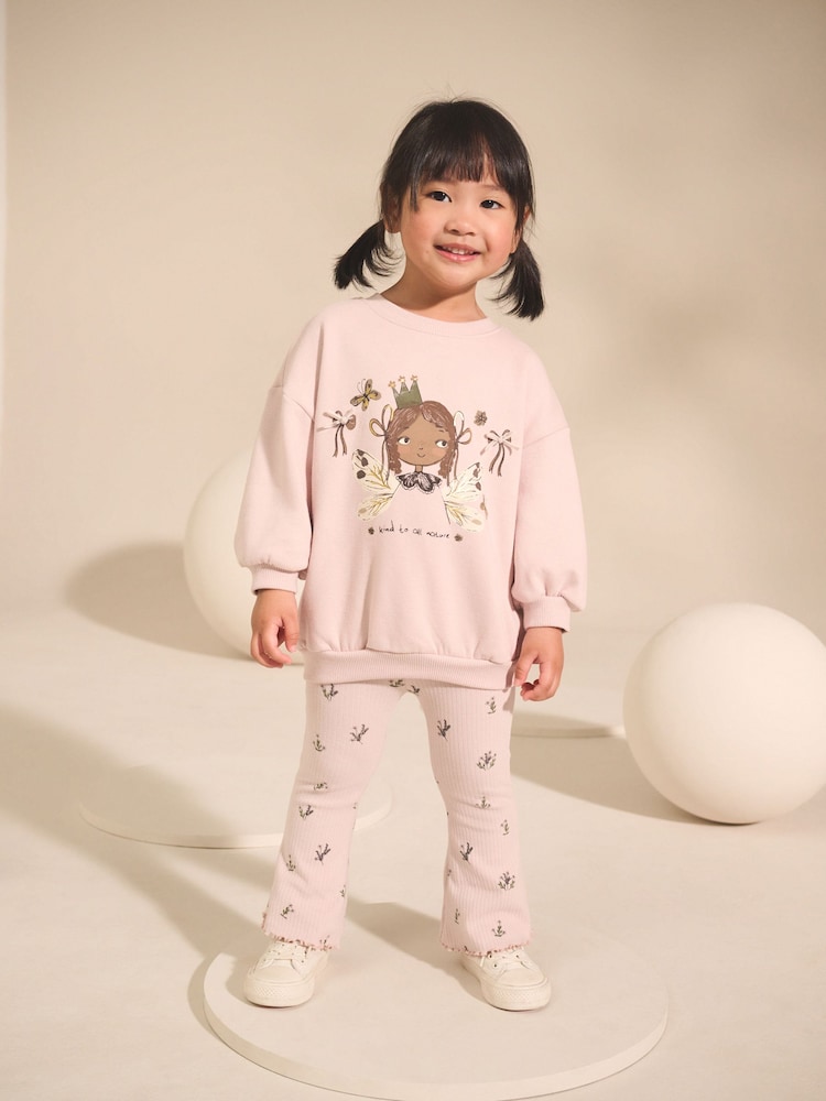 Light Pink Fairy - Sweatshirt & Flare Leggings Set (3mths-7yrs) - Bild 1 von 8 Light Pink Fairy - Sweatshirt & Flare Leggings Set (3mths-7yrs) - Bild 1 von 8