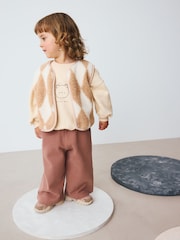 Neutral Teddy Bear Gilet Sweatshirt and Wide Leg Joggers Set (3mths-7yrs) - Image 1 of 10