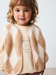 Neutral Teddy Bear Gilet Sweatshirt and Wide Leg Joggers Set (3mths-7yrs) - Image 3 of 10