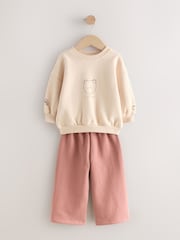 Neutral Teddy Bear Gilet Sweatshirt and Wide Leg Joggers Set (3mths-7yrs) - Image 7 of 10