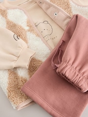 Neutral Teddy Bear Gilet Sweatshirt and Wide Leg Joggers Set (3mths-7yrs) - Image 9 of 10