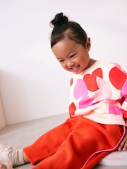 Pink/Red Heart Sweatshirt and Barrel Leg Joggers Set (3mths-7yrs) - Image 4 of 9