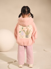 Light Pink Plant Graphic Print Hoodie & Wide Leg Joggers Set (3mths-7yrs) - Image 1 of 11