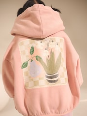 Light Pink Plant Graphic Print Hoodie & Wide Leg Joggers Set (3mths-7yrs) - Image 4 of 11