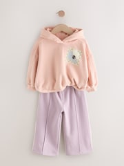 Light Pink Plant Graphic Print Hoodie & Wide Leg Joggers Set (3mths-7yrs) - Image 7 of 11