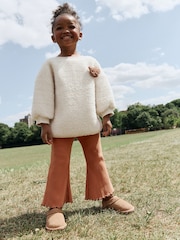 Cream Teddy Borg Sweatshirt and Flare Leggings Set (3mths-7yrs) - Image 1 of 9