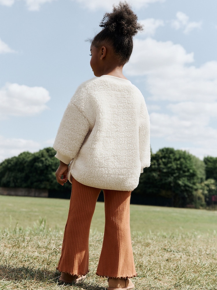 Cream Teddy Borg Sweatshirt and Flare Leggings Set (3mths-7yrs) - Image 2 of 9
