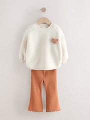 Cream Teddy Borg Sweatshirt and Flare Leggings Set (3mths-7yrs) - Image 5 of 9