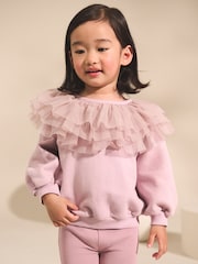 Light Pink Ruffle Collar Sweatshirt & Flare Leggings Set (3mths-7yrs) - Image 1 of 10