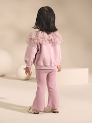 Light Pink Ruffle Collar Sweatshirt & Flare Leggings Set (3mths-7yrs) - Image 2 of 10
