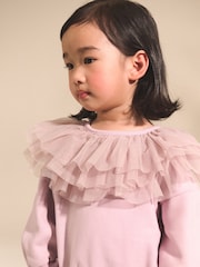 Light Pink Ruffle Collar Sweatshirt & Flare Leggings Set (3mths-7yrs) - Image 3 of 10