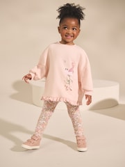 Pink Floral Fairy Frill Hem Sweatshirt & Leggings Set (3mths-7yrs) - Image 1 of 8