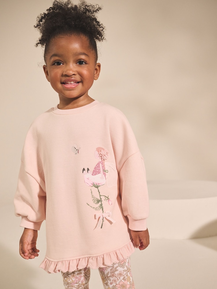 Pink Floral Fairy Frill Hem Sweatshirt & Leggings Set (3mths-7yrs) - Image 2 of 8