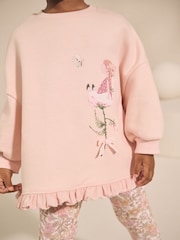 Pink Floral Fairy Frill Hem Sweatshirt & Leggings Set (3mths-7yrs) - Image 4 of 8